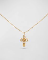 Miseno - 18k Yellow Gold Faro Cross Adjustable Necklace With Diamond And Yellow Sapphire Cubes - Lyst