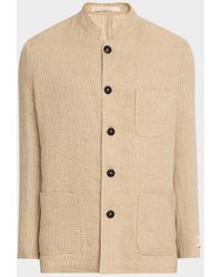Massimo Alba - Apos;S Linen And Cotton Band-Collar Stripe Jacket - Lyst