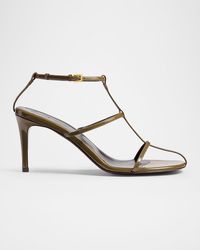 KHAITE - Leather T-Strap Sandals - Lyst