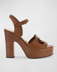 Gucci - GG Cutout Ankle-strap Platform Sandals - Lyst