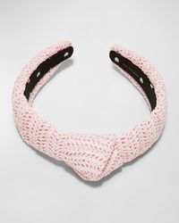 Lele Sadoughi - Slim Knotted Pink Raffia Headband - Lyst