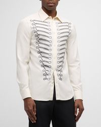 Alexander McQueen - Military Braiding-Print Silk Sport Shirt - Lyst