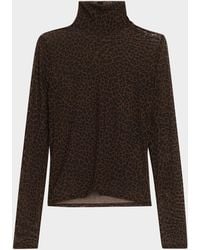 FRAME - The Sheer Mesh Turtleneck Top - Lyst