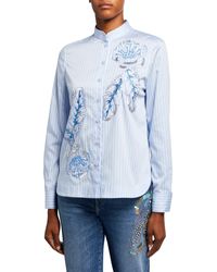 ESCADA - Naleaf Floral Embroidered Button-Front Top - Lyst
