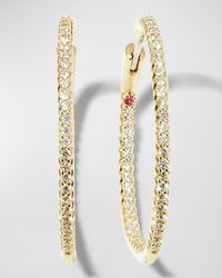 Roberto Coin - 30mm Micro Pave Diamond Hoop Earrings In 18k Yellow Gold - Lyst