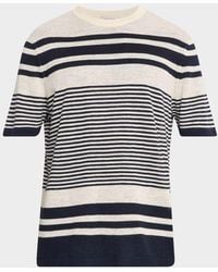 Bugatchi - Apos;S Linen And Cotton Knit Multi-Stripe Short-Sleeve Crewneck Sweater - Lyst
