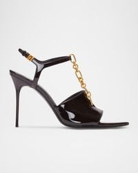 Balmain - Sync Patent Leather Sandals With Heel - Lyst