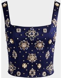 Alice + Olivia - Lilianna Embellished Satin Corset Top - Lyst
