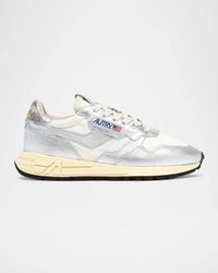 Autry - Reelwind Metallic Leather Low-Top Sneakers - Lyst