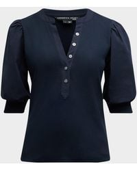 Veronica Beard - Coralee Puff Sleeve Button-Front Top - Lyst