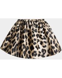 Givenchy - Leopard-Print Satin Ruched Mini Skirt - Lyst