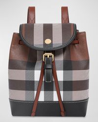 Burberry - Micro Check Canvas & Leather Backpack - Lyst