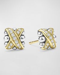Lagos - Embrace Sterling And 18K Diamond Stud Earrings, 8Mm - Lyst