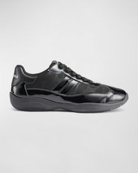 Karl Lagerfeld - Tonal Nylon & Patent Leather Low-Top Sneakers - Lyst