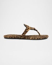 Tory Burch - Miller Leopard-Printed Calf Hair Sandals - Lyst