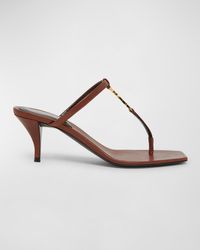 Saint Laurent - Cassandra Leather Ysl Thong Mule Sandals - Lyst