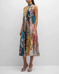 Mary Katrantzou - Nimbus Floral Animal-Print Pleated Sleeveless Midi Dress - Lyst