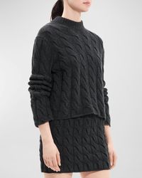 Theory - Wool-Cashmere Mock-Neck Cable Sweater - Lyst
