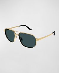 Cartier - Ct0462s Metal Aviator Sunglasses - Lyst