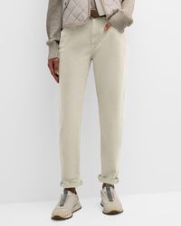 Brunello Cucinelli - Mid-Rise 5-Pocket Monili-Tab Skinny-Leg Roll-Ankle Jeans - Lyst