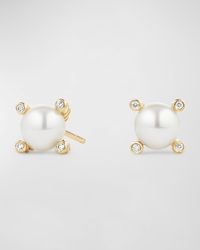David Yurman - Cable Collectibles 18k Diamond & Pearl Stud Earrings - Lyst
