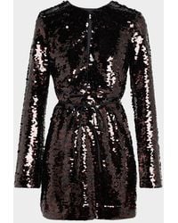 STAUD - Fifi Sequined Long-Sleeve Mini Dress - Lyst