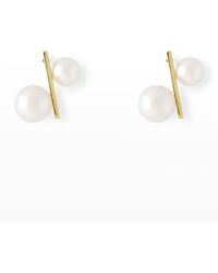 Pearls By Shari - 18k Yellow Gold 5-8mm Akoya 4-pearl Bar Earrings - Lyst