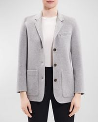 Theory - New Divide Wool-Cashmere Elbow-Patch Jacket - Lyst