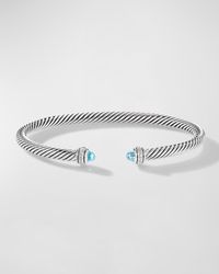 David Yurman - Cable Bracelet With Gemstone And Diamonds In Silver, 4mm - Lyst