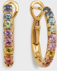 Frederic Sage - 18k Yellow Gold Small Rainbow Sapphire Hoop Earrings - Lyst