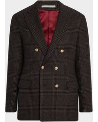 Brunello Cucinelli - Prince Of Wales Double-Breasted Sport Coat - Lyst
