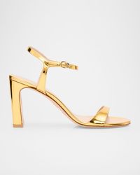 Stuart Weitzman - 85Mm Babette Metallic Leather Ankle-Strap Sandals - Lyst