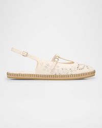 Jimmy Choo - Amiee Leather Embroidered Espadrille Ballerina Flats - Lyst
