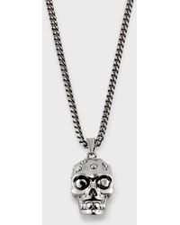 Alexander McQueen - Crystal Skull Pendant Chain Necklace - Lyst