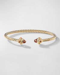 David Yurman - 18k Gold Renaissance Cablespira Bangle Bracelet W/ Sapphires, Size M - Lyst