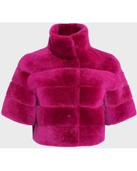 Gorski - Horizontal Lamb Shearling Short-Sleeve Bolero Jacket - Lyst