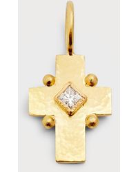Elizabeth Locke - 19k Gold Cross Pendant With Diamond, 19x10mm - Lyst