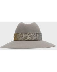 Borsalino - Claudette Wool Fedora With Leopard Print Band - Lyst