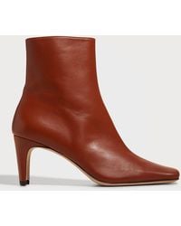 STAUD - Wally Leather Square-toe Ankle Booties - Lyst