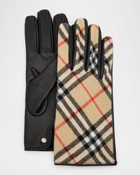 Burberry - Apos;S Check Wool And Cashmere Gloves With Leather - Lyst