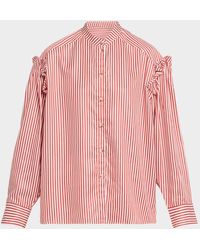 Ak Studio - Striped Ruffle-Trim Button-Front Shirt - Lyst