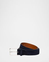 Santoni - Apos;S Rectangle-Buckle Hand-Burnished Suede Belt - Lyst