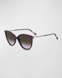 Carolina Herrera - Shimmery Embellished Acetate & Metal Cat-Eye Sunglasses - Lyst
