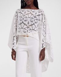Anne Fontaine - Corinne High-Low Sheer Lace Blouse - Lyst