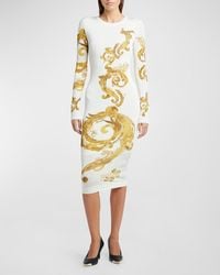 Versace - Chain Couture Long Sleeve Bodycon Midi Dress - Lyst