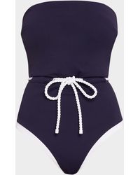 MILLY - Solid Belted One-Piece Swimsuit - Lyst