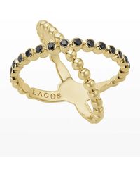 Lagos - 18k Caviar Gold Diamond X Ring, Size 7 - Lyst