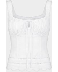 Nicholas - Ebba Linen Latice-Trim Babydoll Top - Lyst