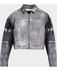 Purple - Apos;S Beaded Palms Print Denim Jacket - Lyst