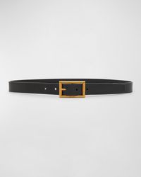 Saint Laurent - Smooth Leather Belt With A Rectangular Buckle - Lyst